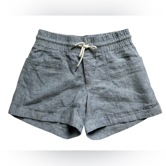 Athleta Women’s Cabo Linen 4” shorts blue chambray size 2 NWOT summer casual - Picture 1 of 6